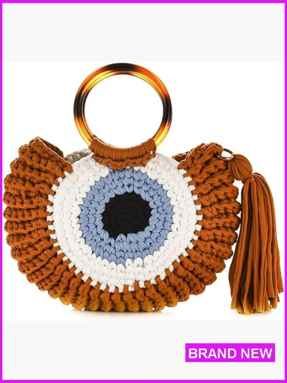Women Handwoven Hobo Bag Chunky Yarn Knitted Crochet Clutch Top-handle Tote
